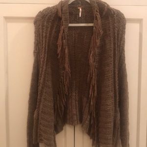 Free people fringed brown sweater
